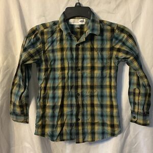 Old Navy Kids Plaid Button Down Shirt - Blue and Yellow